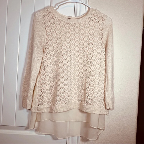 Lucky Brand Layer Lace Crochet Sweater, Small - Picture 2 of 8